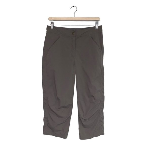 L.L. Bean Crop Pants Women’s Size 10 US Tan‎ Khaki Nylon Hiking Capris Ripstop - Picture 1 of 7